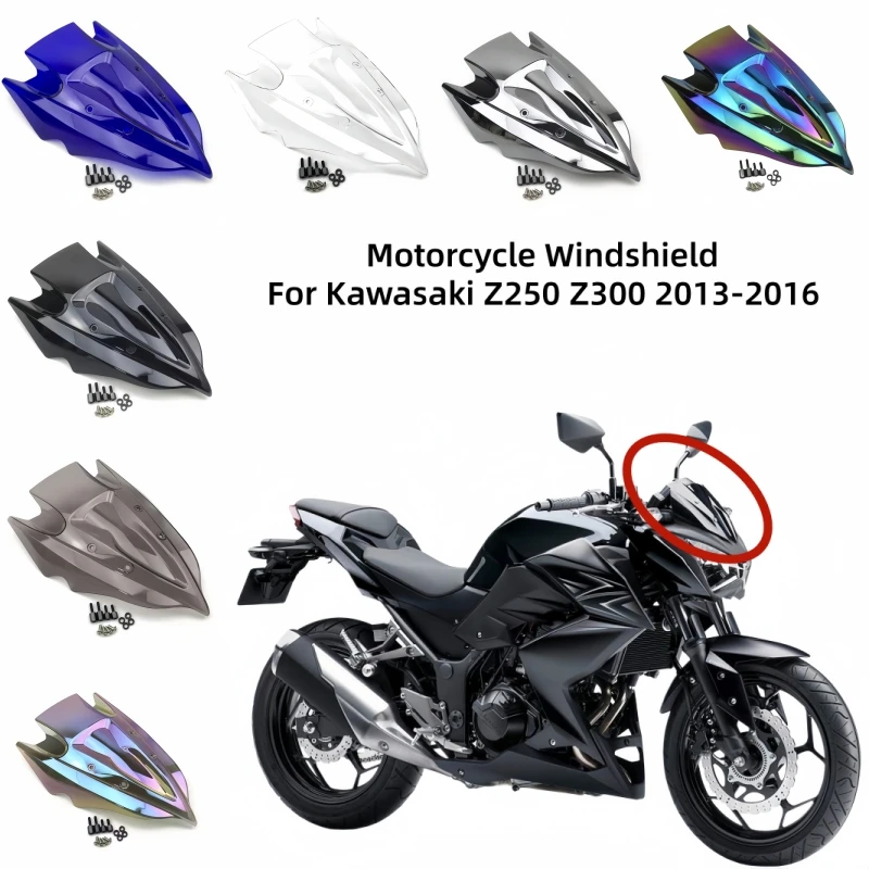 

Motorcycle Windshield Front Windshield Air Reflector Flow Guide Plate Double Bubble For Kawasaki Z 250 300 Z250 Z300 2013-2016