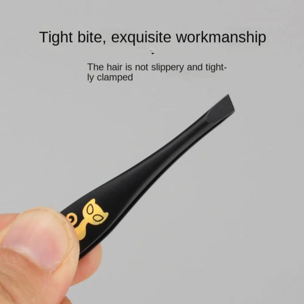 Slant Tweezers Shape Hair Pluckers Spray Paint Black Eyebrow Trimming Shaving Stainless Eyelash Tweezers