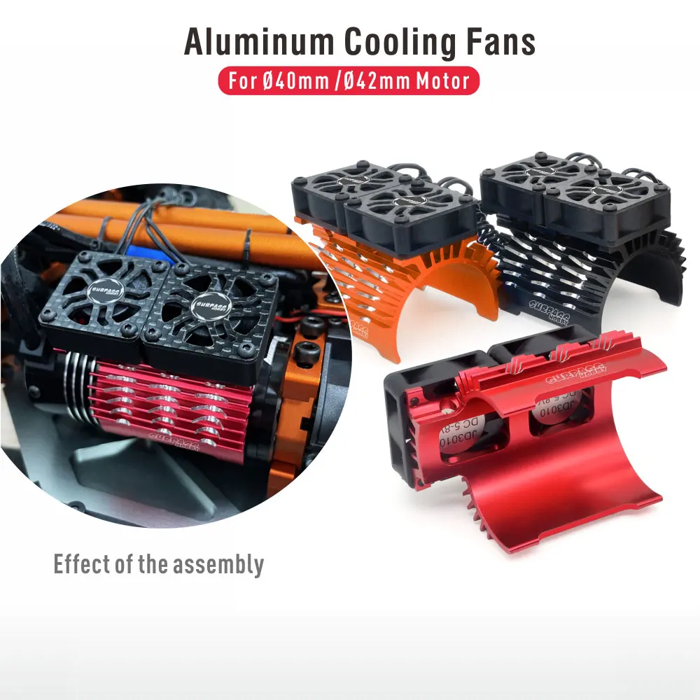 Surpass Hobby – ventilateurs métalliques à Double refroidissement, dissipateur thermique pour voiture RC 4068 4076 4082 4092 4268 4274 4282 4292 40/42mm, accessoires de moteur