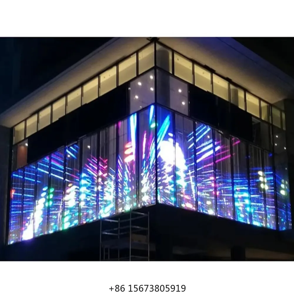 

Full Color Grille Mesh Screen Transparent Led Screen Indoor Outdoor Glass Transparent Led Wall Display Screen