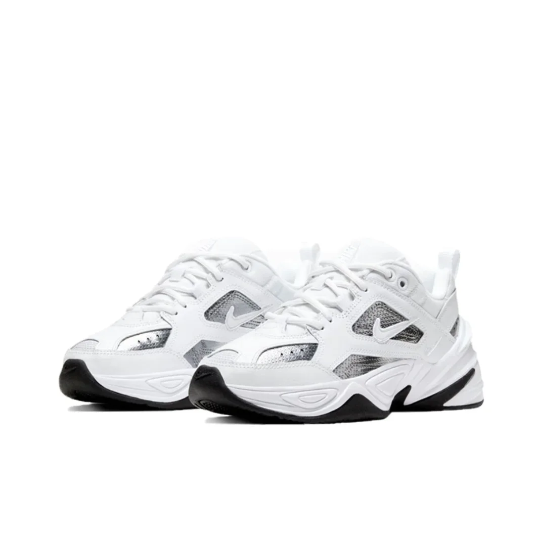 Zapatillas Nike M2K Tekno Low para mujer, zapatos clásicos Retro informales, zapatillas de invierno ligeras y acolchadas, cómodas, blancas y plateadas