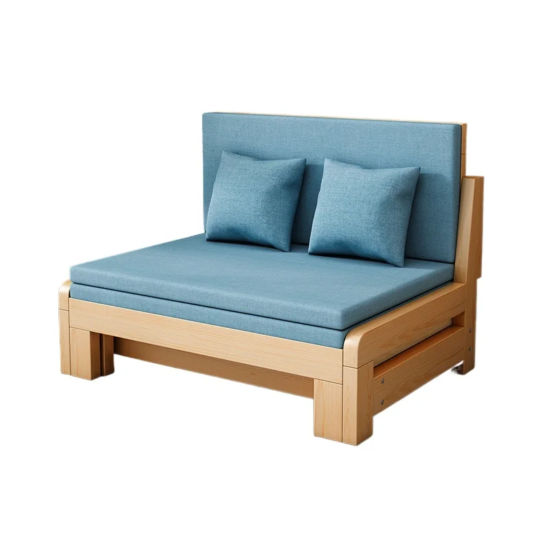 

Solid wood sofa bed dual-purpose foldable small apartment living room multi-functional telescopic bed 1.2 single bed 1