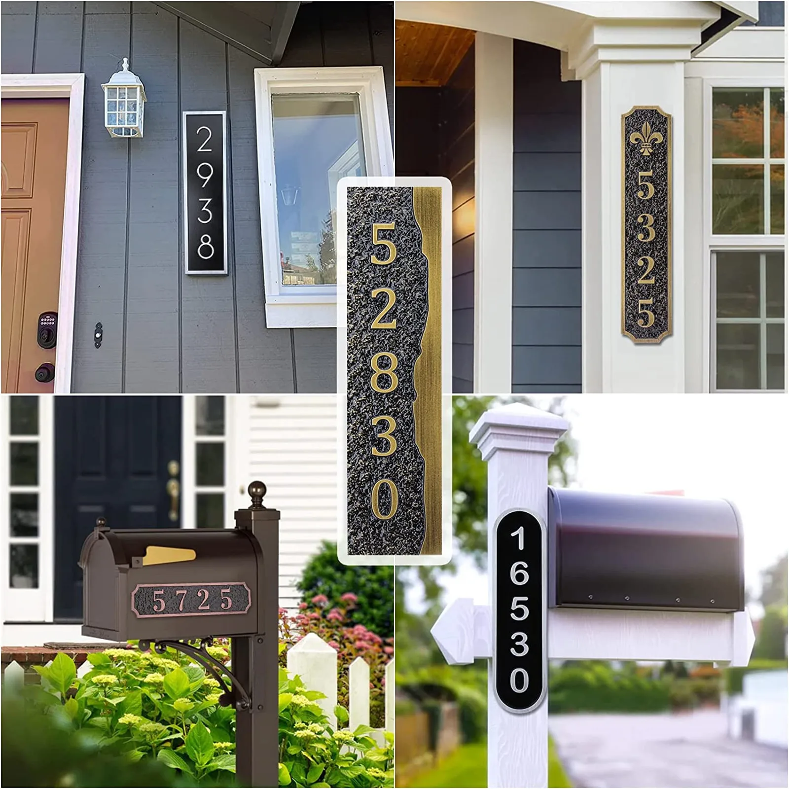 Outdoor Vertical House Number Plate, Acrylic Metal, Custom Address Plaque, Horizontal Street, Hotel, Apartment Door Sign Plate