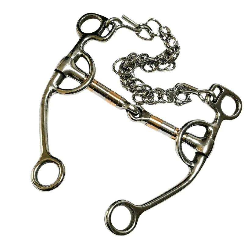 Three-Piece Horse Bit for Training with Multiple Connection Points, Moving Metal Sections, Stainless Steel Construction, 24BD