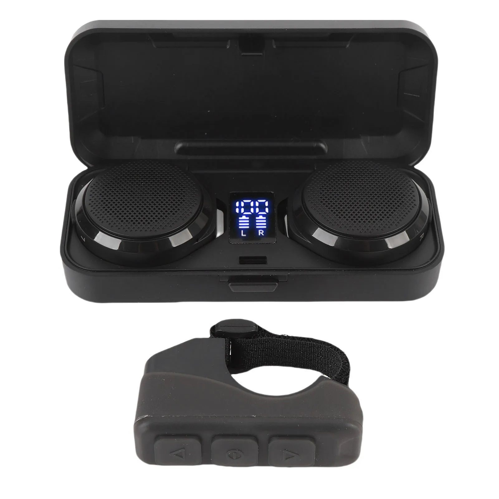 

Motorcycle Bluetooth Headset with Charging Case Remote Control 50 Hours Battery Life Wireless Helmet Speaker for Outdoor Sports