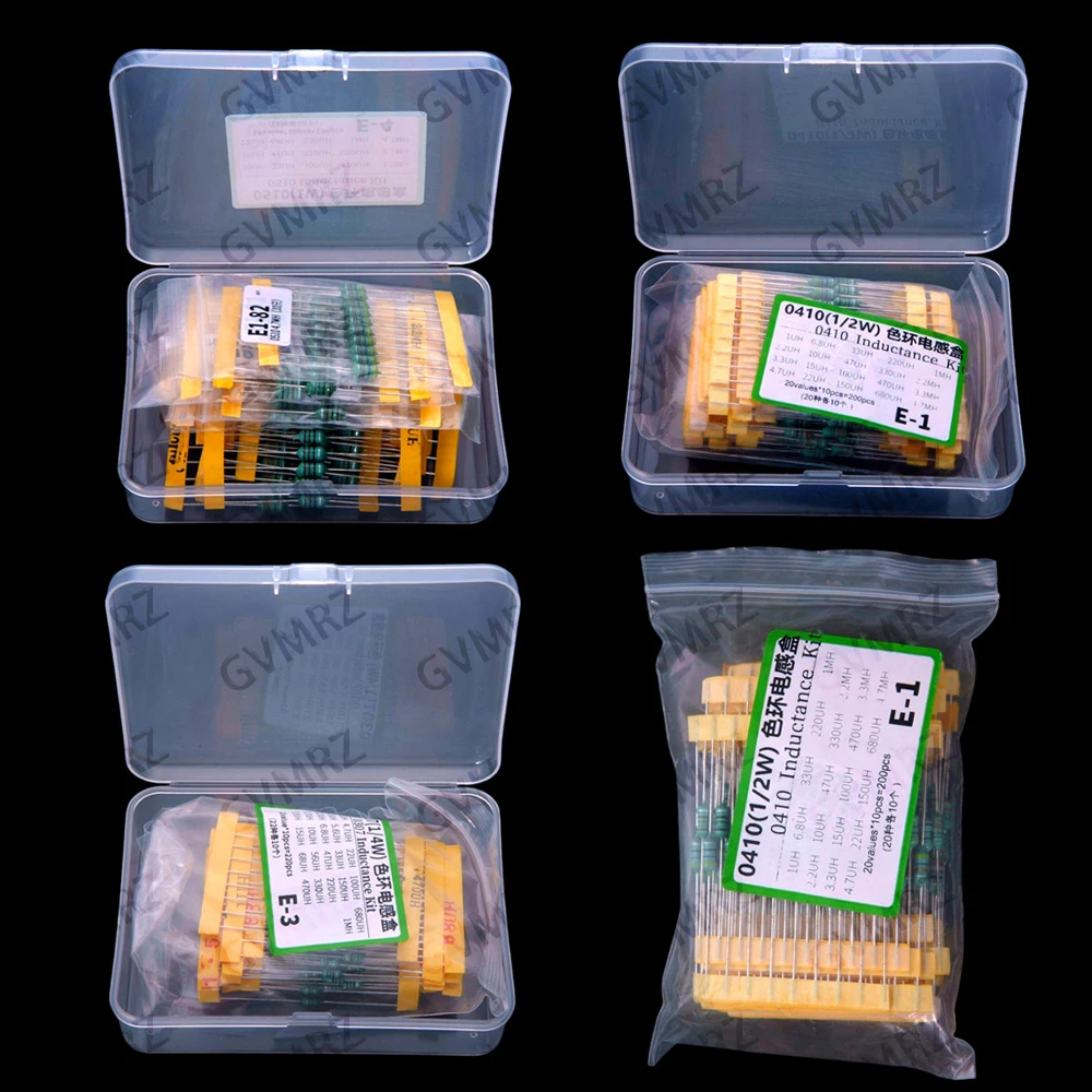 150PCS 200PCS 220PCS 0510 0410 0307 color-coded inductor 1W 10/22/47/68/100/220/470UH/1MH inductor sample package  0410 0307