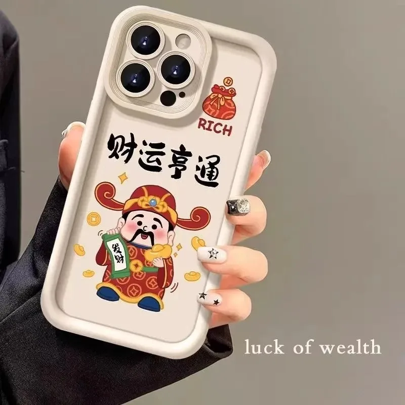 The Luck for Wealth Is Prosperous Get Rich Full Cover Unique Phone Case For iPhone 15 Pro Max 14 Plus 13 12 11 XR X XS 8 7 Cover