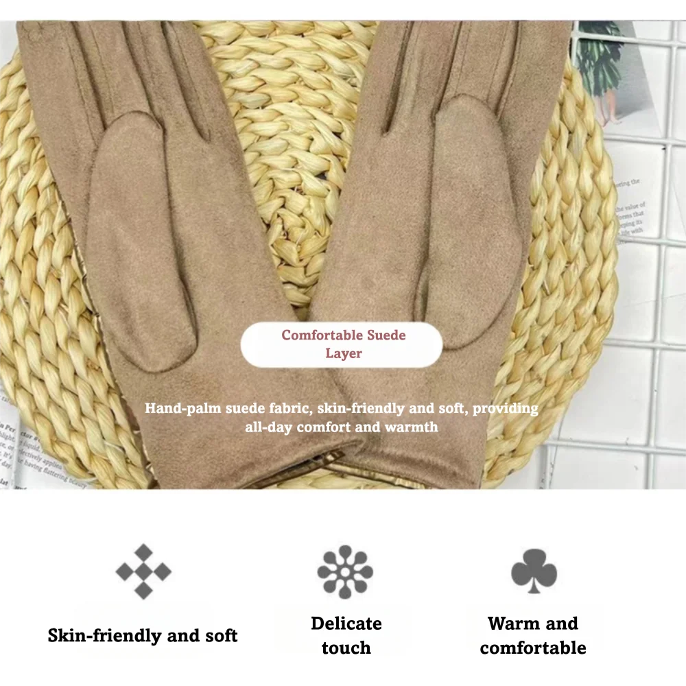 قفازات شتوية عصرية مقاومة للماء مقاومة للرياح بالإضافة إلى قفازات مخملية لركوب الدراجات، قفازات قيادة سميكة مقاومة للبرد لموسم الشتاء #4