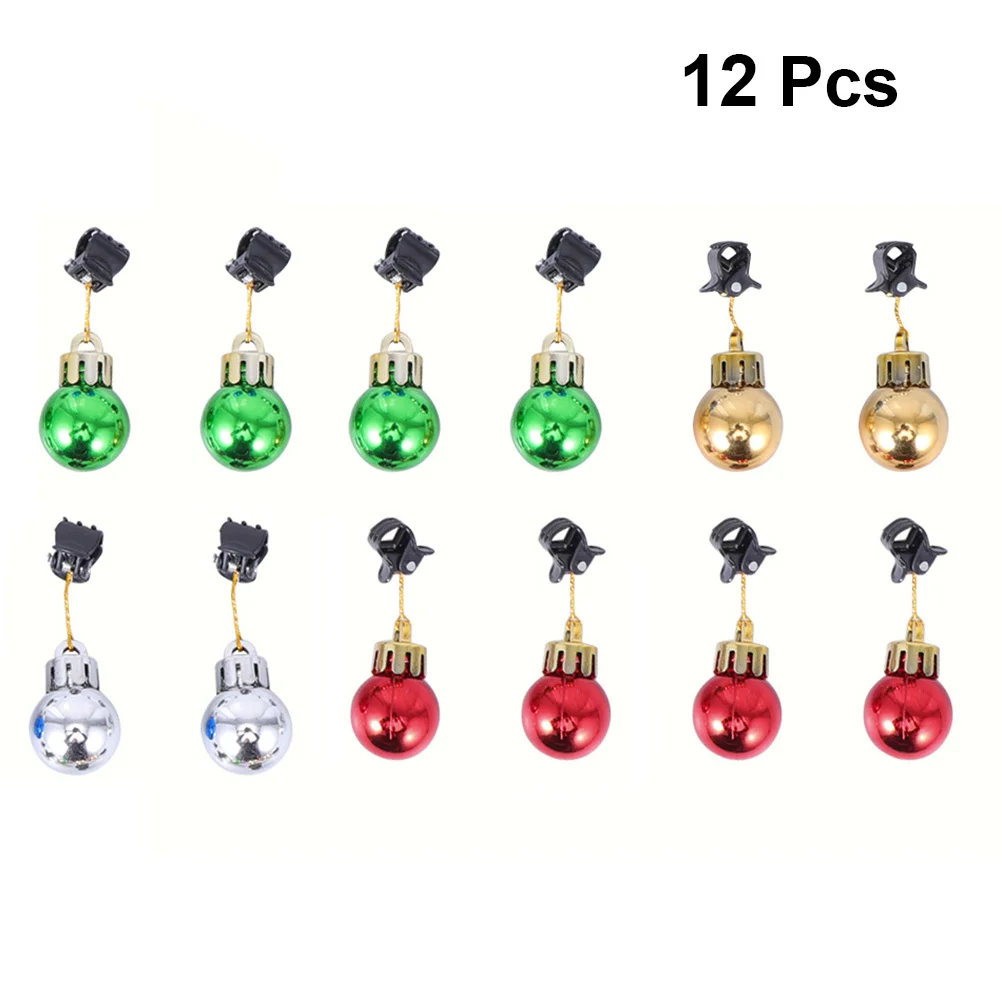 

12Pcs Beard Clip Christmas Ball Ornaments Bright Hanging Pendants for Xmas Birthday Party Home Decoration Christmas Beard Clip