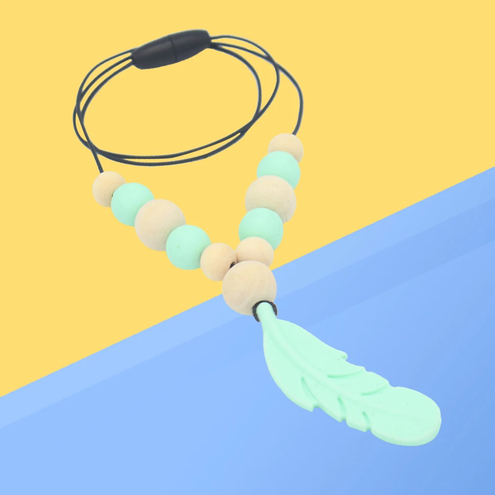 

Baby Teether Necklace Grey Soft Textured Surfaces Gums Massage Maximum Relief Mom Safe Fun Play Nursing Pendant