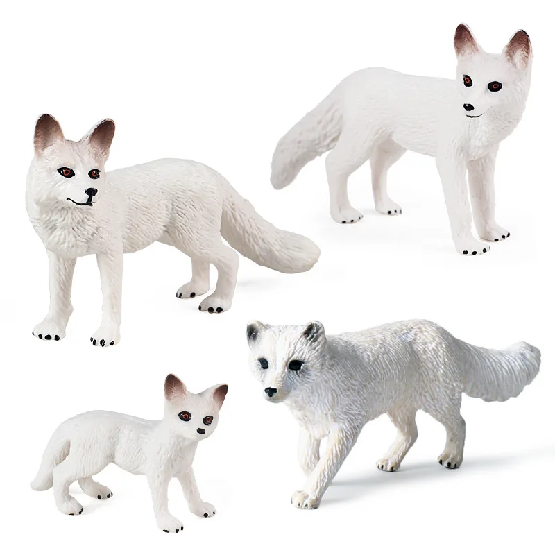 Simulated Wild Animal Model White Fox Cub Snow Wolf Elk Deer Owl Handmade Figurines Decor Grassland Animals Kids Education Toys