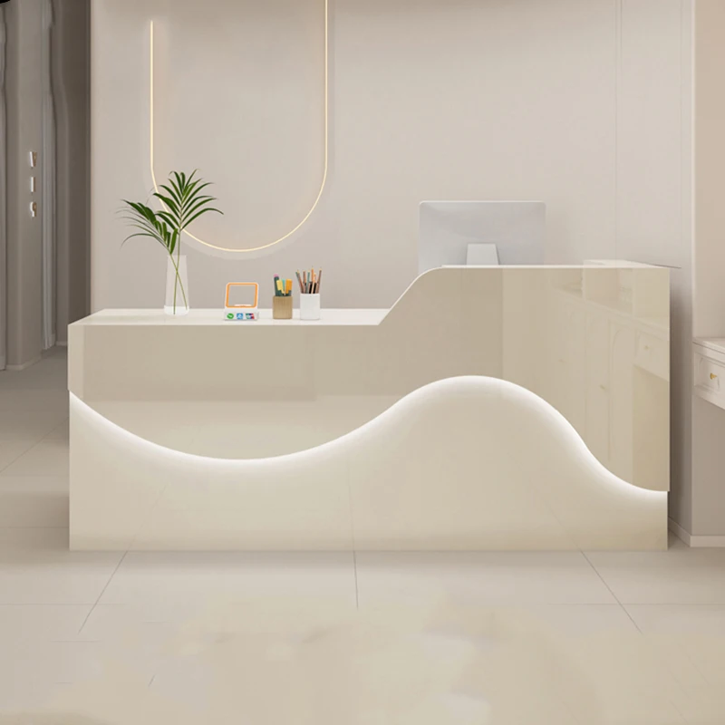 

Creative Storage Reception Desk Elegant Aesthetic Unique Design Reception Desks Exquisite Glamour Theke Empfang Office Furniture