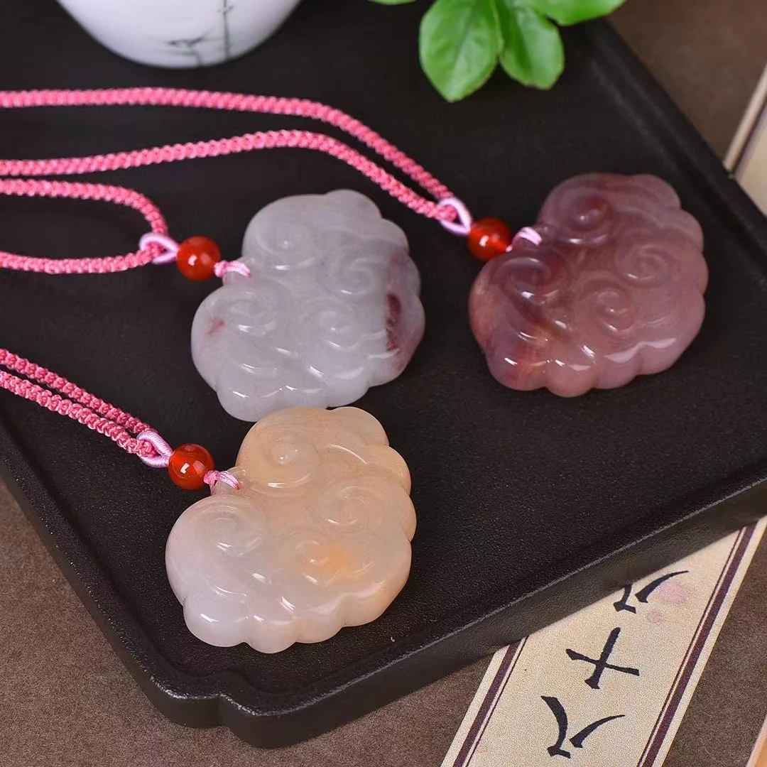 Hetian Golden Silk Jade Pendant Charms Natural Stone Pendants Jewelry Women Amulet Mascots Double-face Gemstone Jewellery