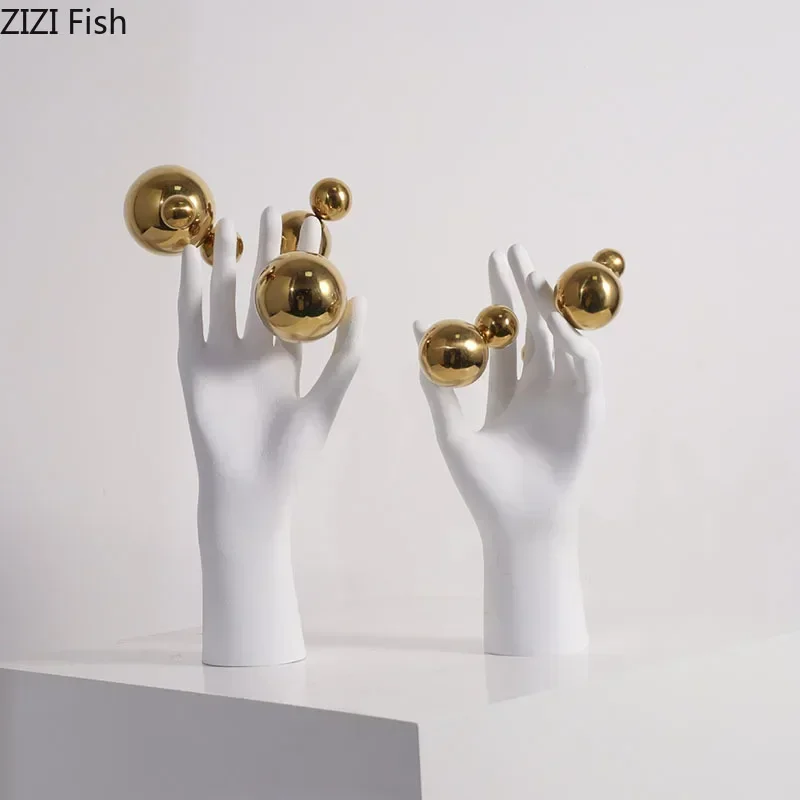 

Креативный Золотой Шар Декоративный Персонаж Рука Пальмы Ремесла Украшение Стола Абстрактные Фигурки Скульптура Эстетический Декор Комнаты