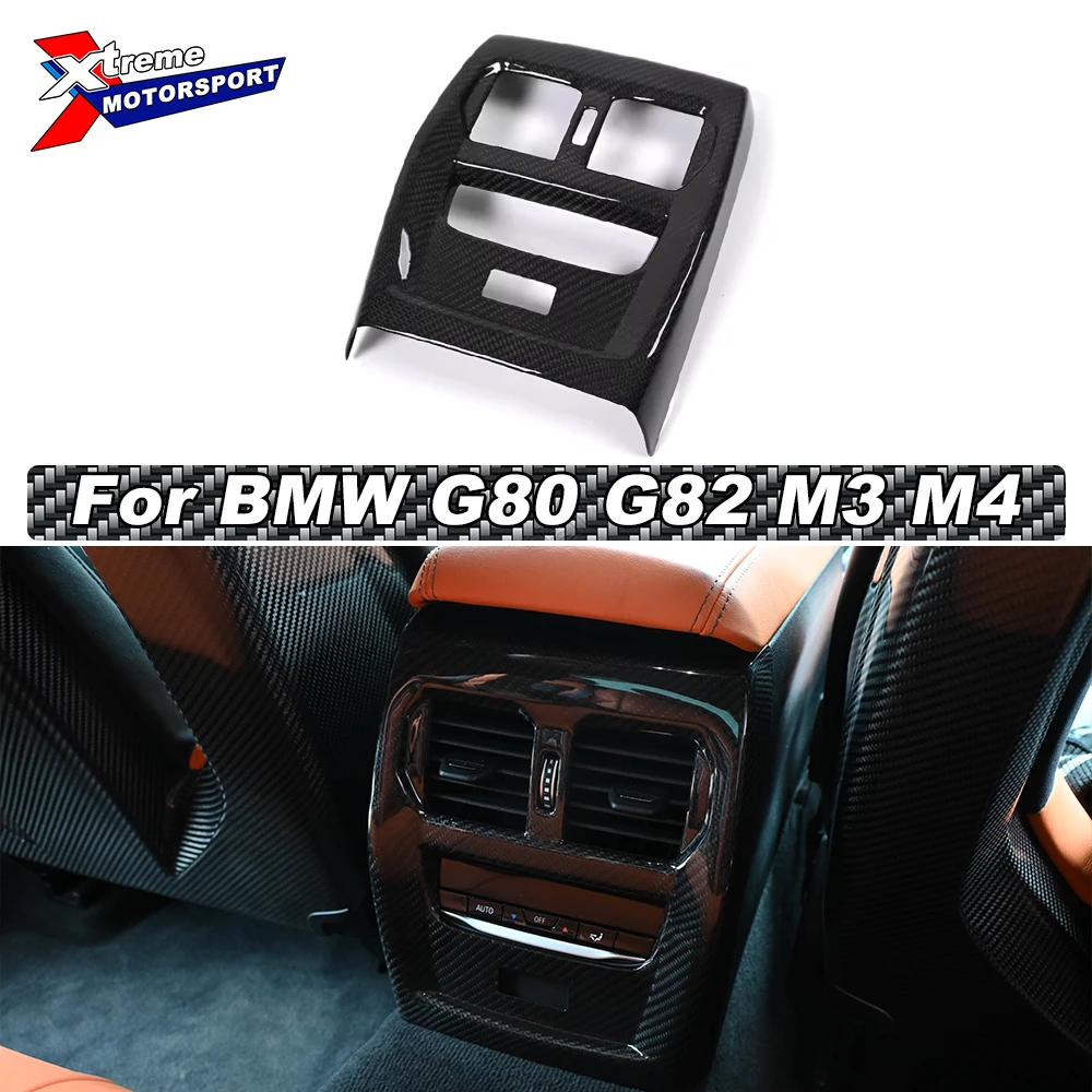 Dry Carbon Fiber Rear Seat Air Conditioning Vent Cover For BMW G80 G81 G82 G83 M3 M4 Prepreg Center Console Cover Rear Air Vent