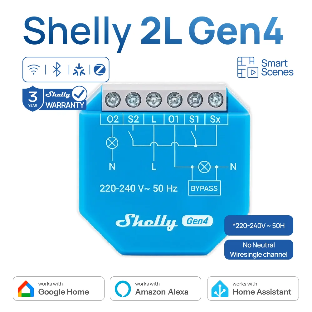 Smart Home Wifi Hub - Interrupteur intelligent Shelly 2L Gen4 Zigbee