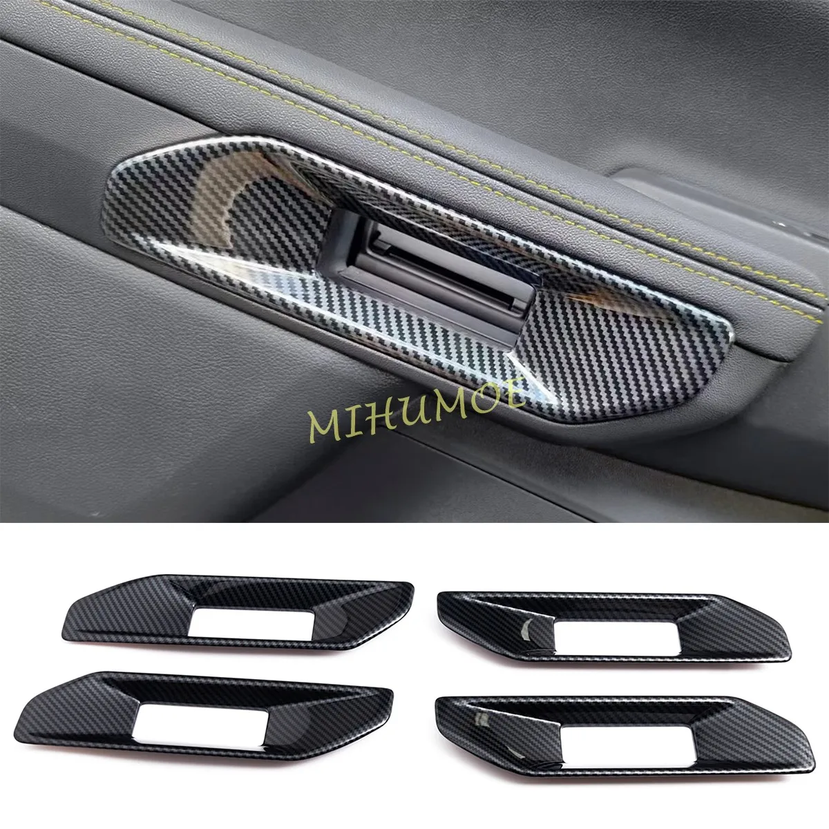 Carbon Fiber Interior Door Armrest Trims Decoration Cover Stickers For Ford Ranger 2024-2025 Everest 2023 2024 Car Accessories