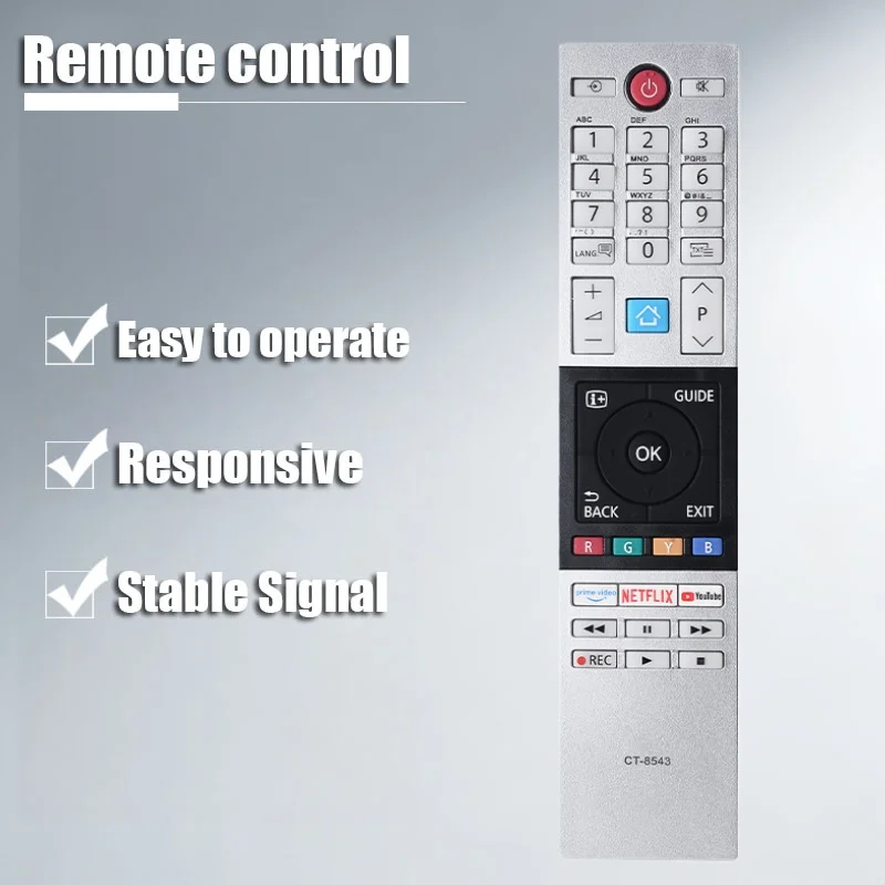 

Toshiba Smart TV Remote Control, Compatible with Models CT-8543 40L2863DG 32L3963DA 32L3863DG 32W2863DG 49L2863DG 49T6863DA 55U6