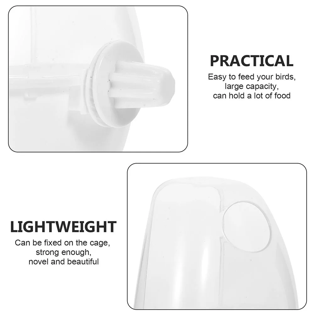 

2Pcs Clear Bird Feeder Splashing-Proof Cage Accessory Durable Safe Plastic Material for Small Birds Bird Food Container