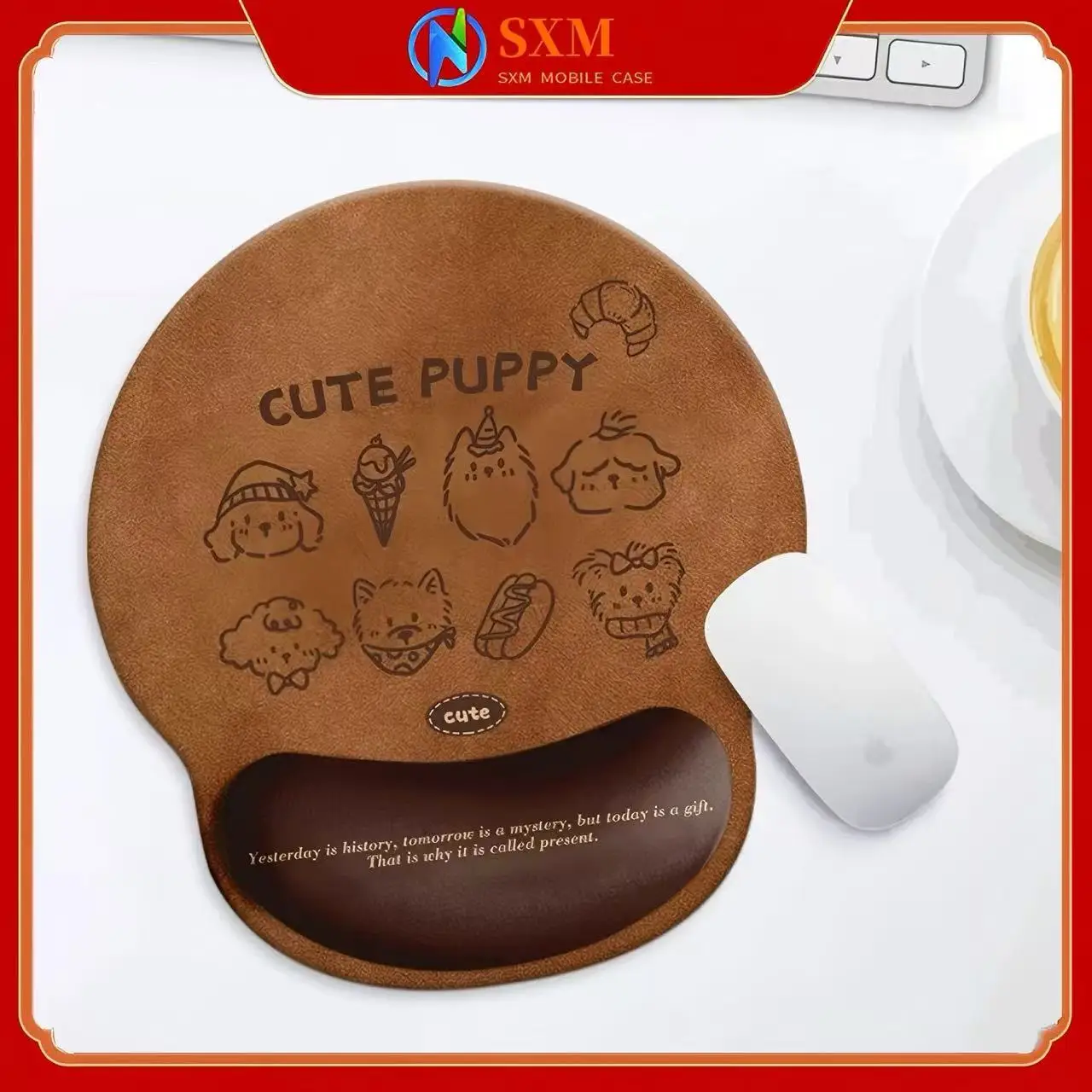 Cartoon cute puppy wrist pad  protection wrist rest integrated computer keyboard pad desk pad