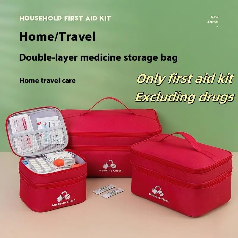 

1 Piece Home Storage Box Large Capacity Double-deck Medical Bag Outdoor Emergency Kit Portable Small Medicine Bag