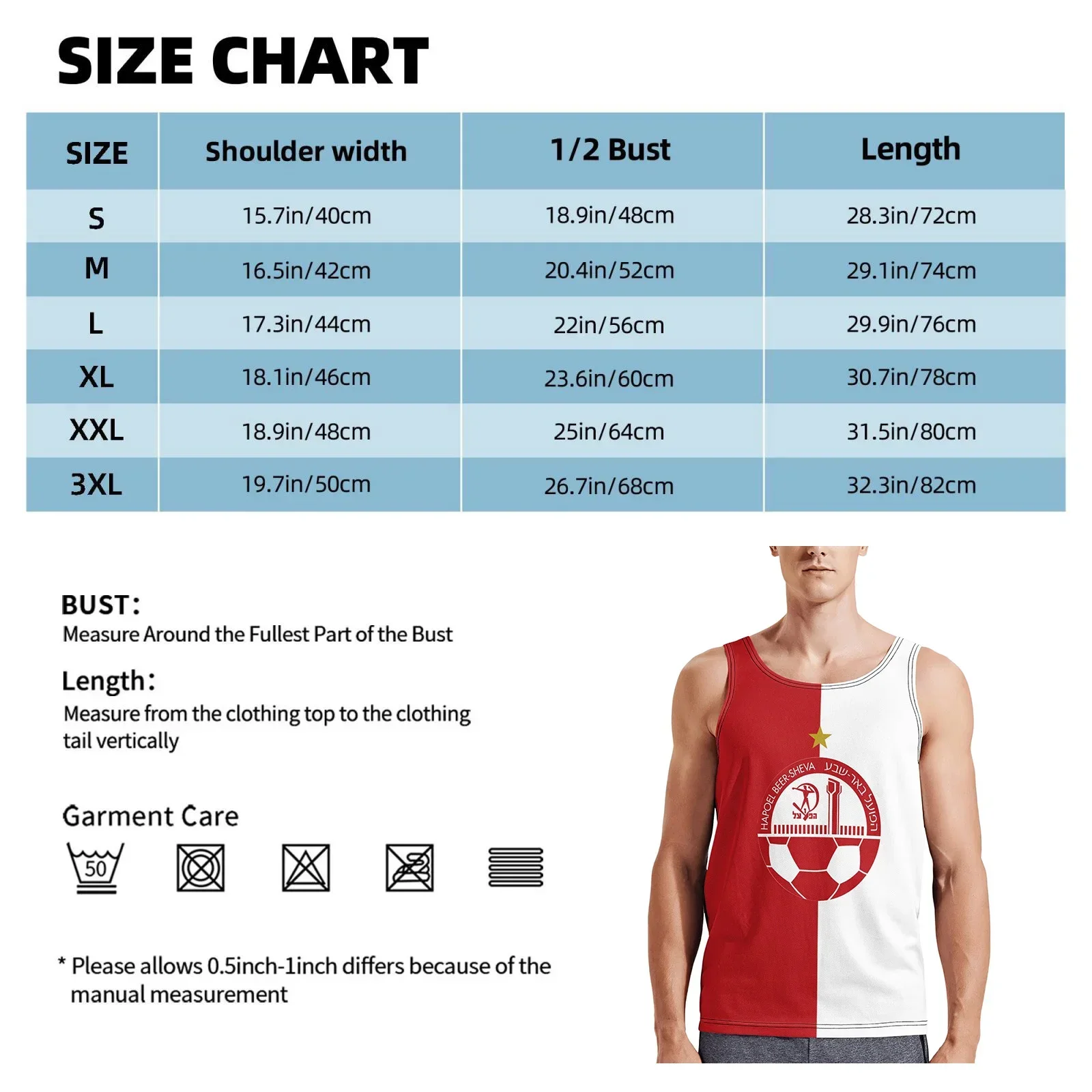 Hapoel Beer Sheva Athletic Men's Hd Print Cotton Tank Top Muscle Tee Sleeveless T-Shirt Tagless Tank Undershirt