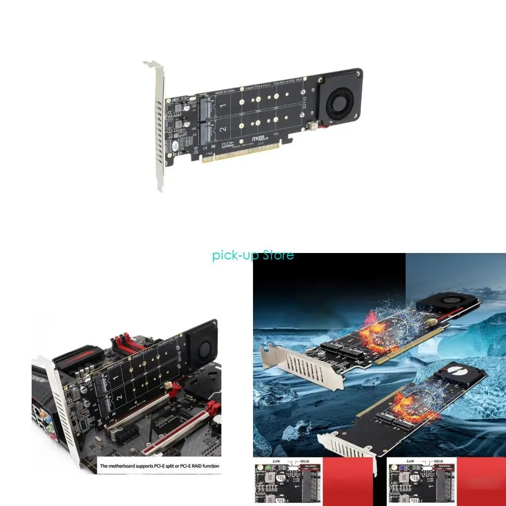 

Q5WA PCIe Bifurcation 4 NVMe для M.2 для M для твердотельного накопителя с ключом для PCI-EX16 для RAID-массива Ada