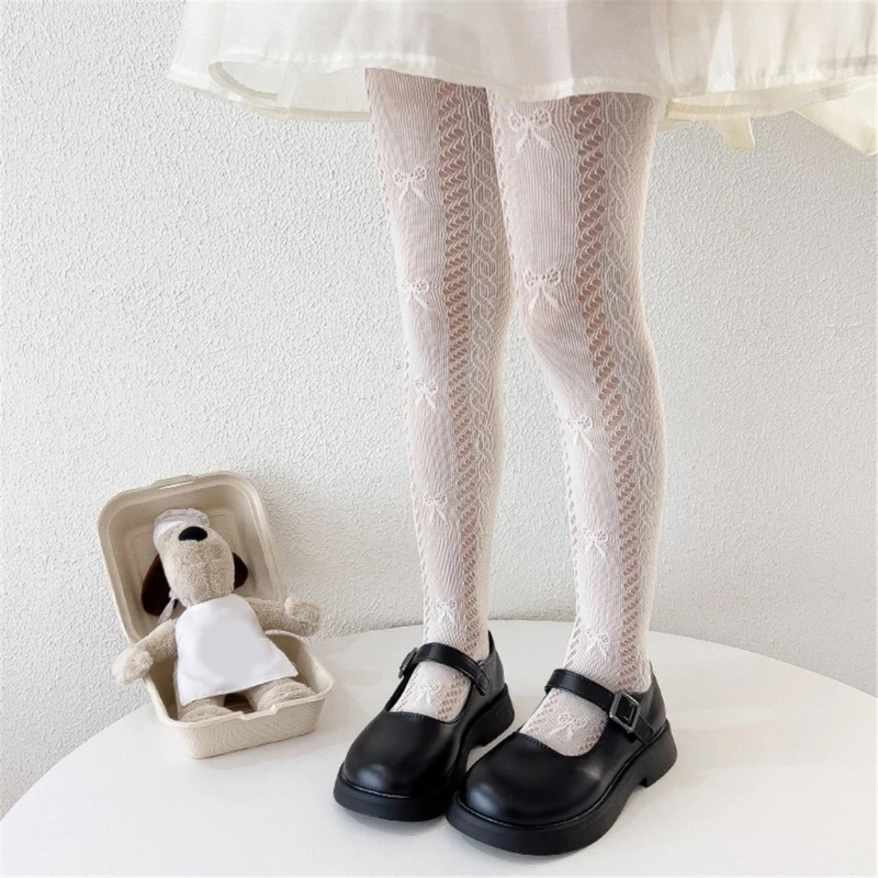 

Lace Bowknot Fishnet Leggings for 3-12Y Girl Spring Pantyhose Breathable Stretchy Tights Kids Antimosquito Stockings