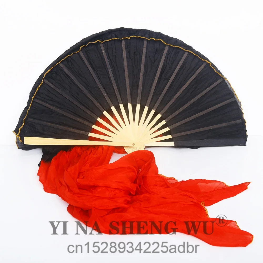 1 paire 100% vraie soie/Imitation soie danse du ventre ventilateur danse du ventre voile à la main teint soie danse ventilateur rouge noir soie ventilateurs voiles