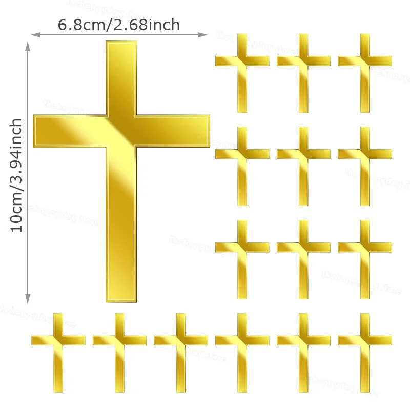 16/2Pcs Baptism Cake Toppers Cross Cupcake Toppers Gold Acrylic Cross Cake Topper God Bless Baptism Christian Cake Decorations