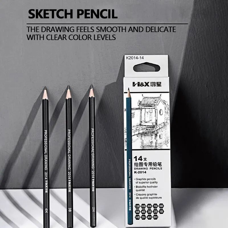 Professional Drawing Sketching Pencil Set, 14 Pieces Art Pencils Graphite Shading Pencils for Beginners & Pro Artists