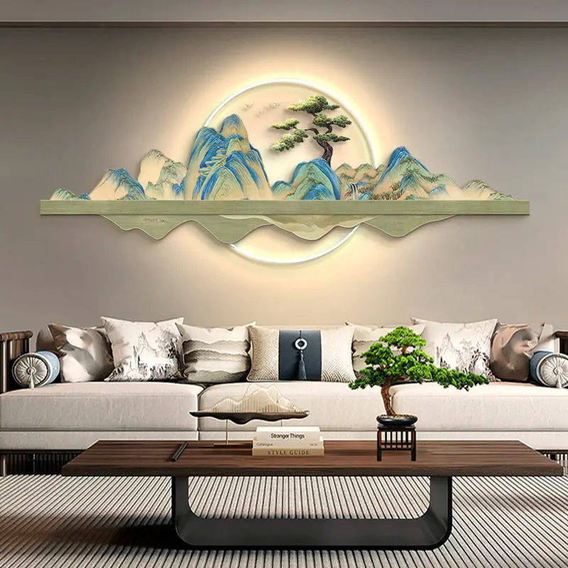 Thousand mile landscape painting, decorative painting, welcoming guests, pine sensing, new Chinese style LED wall lamp