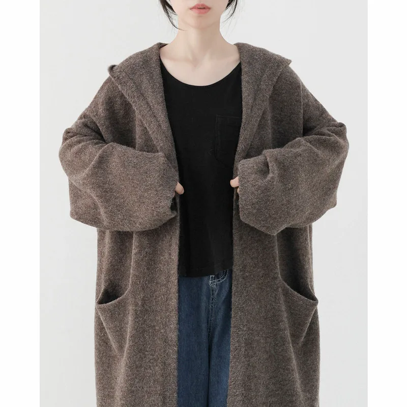 

Кардиган-пальто Laid-ba с капюшоном, оверсайз, цвет мятный, осень 2023, другие материалы 00