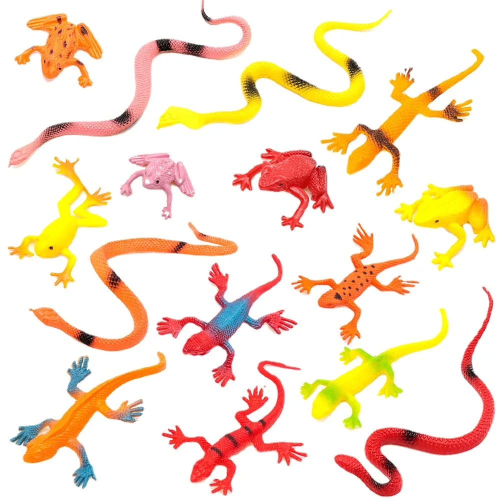 Children's Cognitive Puzzle Toys Simulation Snake Frog Gecko Series Toy Model Desktop Ornaments Decoration Static Animal Set