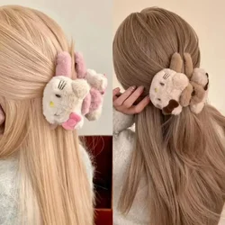 Sanrio-Clip de tiburón de peluche de Hello Kitty, accesorios para el cabello de niña dulce, pinza de pelo Retro de dibujos animados Kawaii, regalo de novia