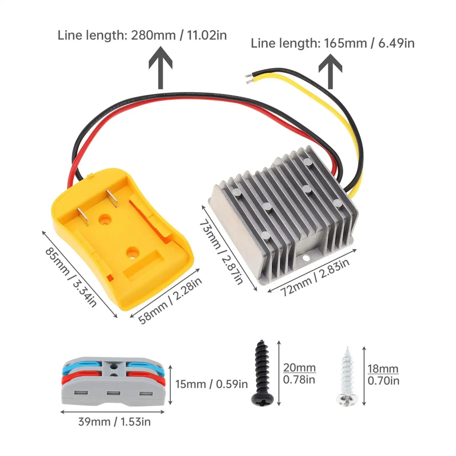 20V-12V Step Down Converter Adapter 20A MAX 240W Inverter Automatic Converter Power Wheels Adapter Kit Fit for Dewalt 18V / 20V