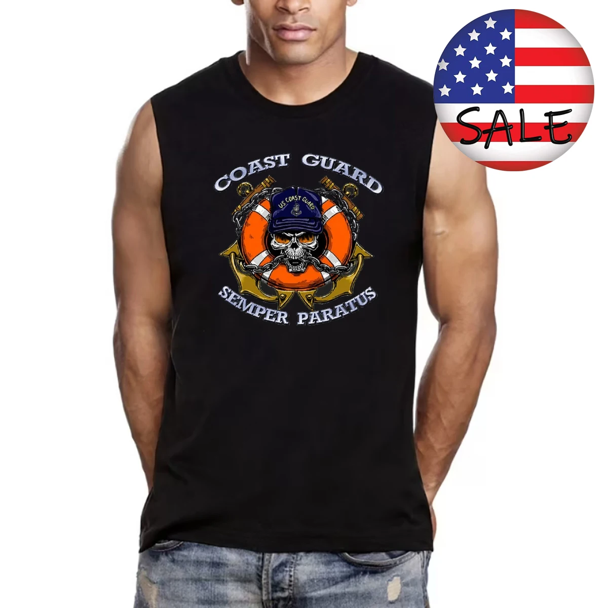 

USCG Semper Paratus US Coast Guard майка новая 100% хлопок с круглым вырезом летняя повседневная мужская майка без рукавов футболка