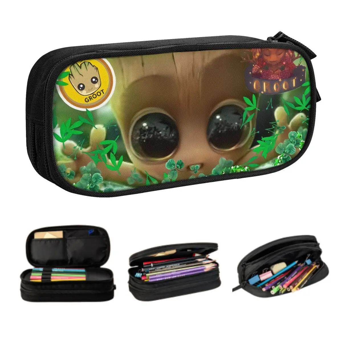 

Милый кавайный пенал с героями мультфильмов Groots на заказ для мальчиков и девочек, большой пенал для хранения канцелярских принадлежностей