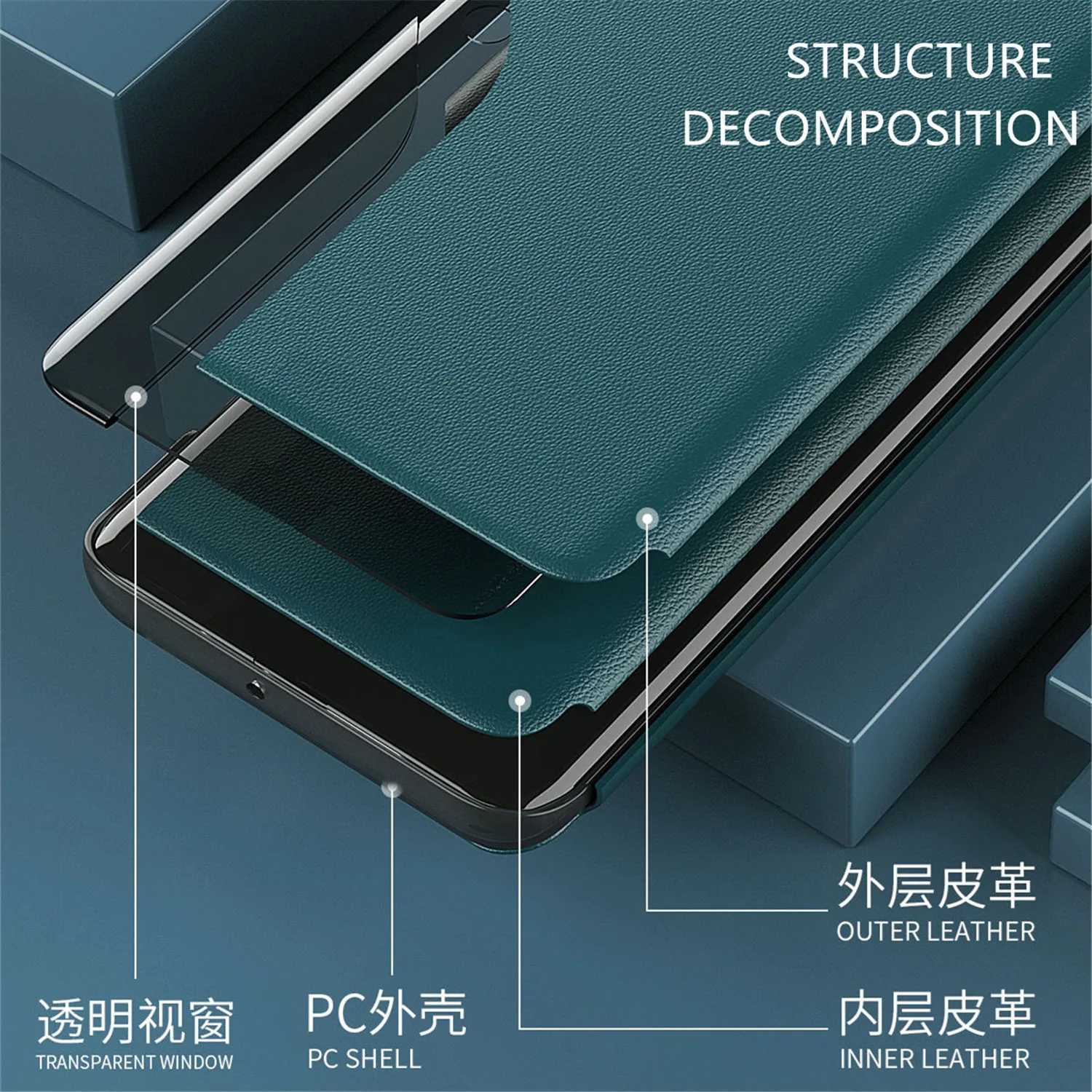 2023 Smart Clear View Flip Case For Samsung Galaxy S22 S21 Plus Note 20 Ultra S20 FE A53 A52 A72 5G A51 S23 A12 Stand Leather Co