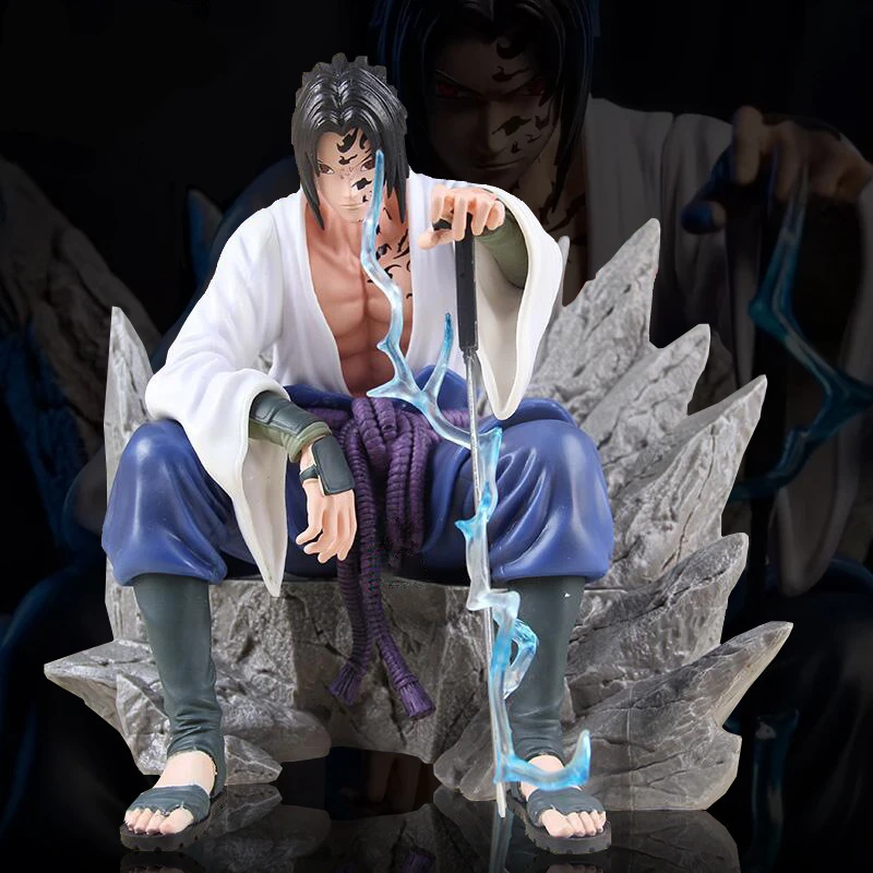 18 cm Naruto Anime Uchiha Sasuke Fluchensiegel PVC Modell Statue Sammlung Actionfigur sitzende Dekoration Ornamente Spielzeug Geschenk