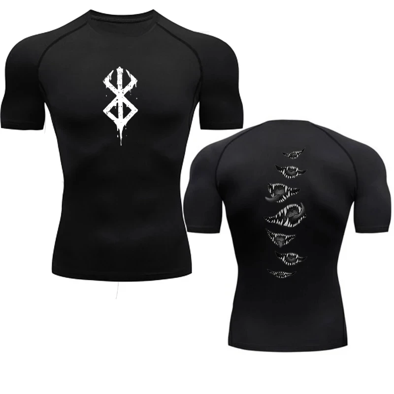 2024 Summer Men Sun-protective Clothing Anime T-shirt Fitness Quick-drying Running Fitness T-shirt Sports Tight Rashgard S-3XL