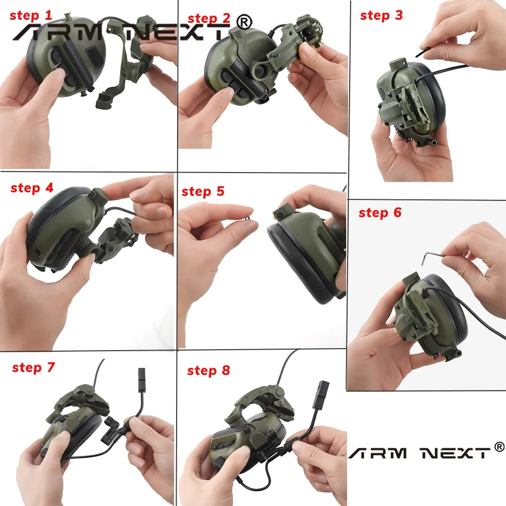 F30 Active Noise Cancelling Helmet Attachable EarMuffs Blocking Sound Reduction Military Communication Earphones ARM NEXT New