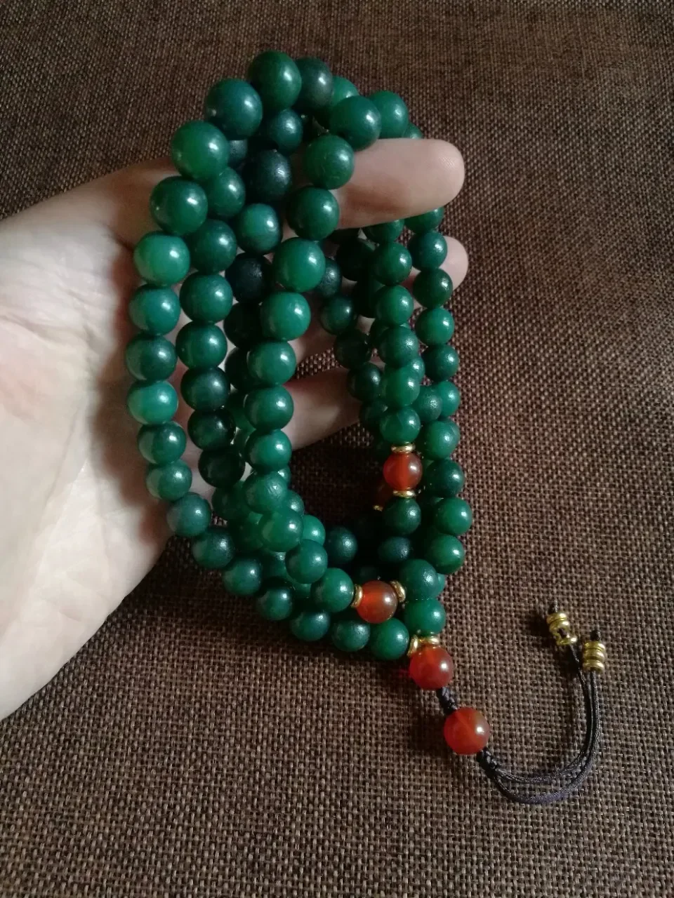 Natural Green Agate 108 Jade Men's Strings Elegant Natural Strings Men's Black Luxury Rosary Ladies Jade Strings Women Bracelets