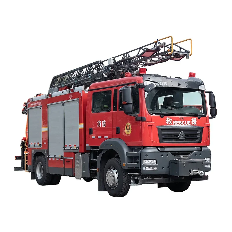 Howo Aerial Ladder Rescue Fire Fighting Truck 8 CBM Water and Foam Fire Rescue Truck
