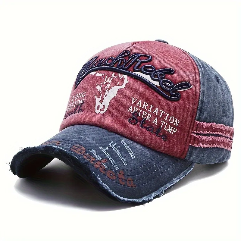 Adjustable Sun Protection Baseball Cap - Unisex,Bull Horn Embroidery Design, Perfect for Outdoor Activities, Casual Wear