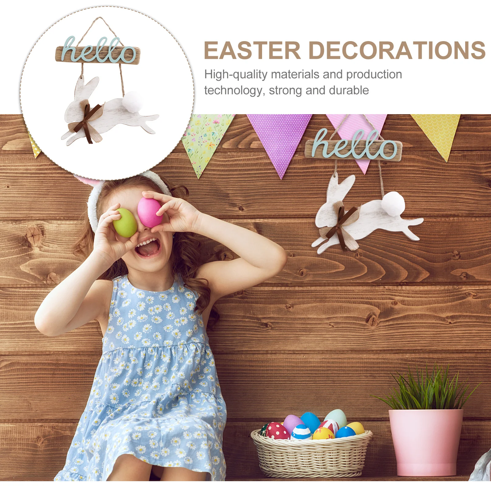 

1Pcs Easter Bunny Hanging Ornament Wooden Khaki Craft Kit for Family Bonding Memory Making Activity Decor Item Easter Bunny