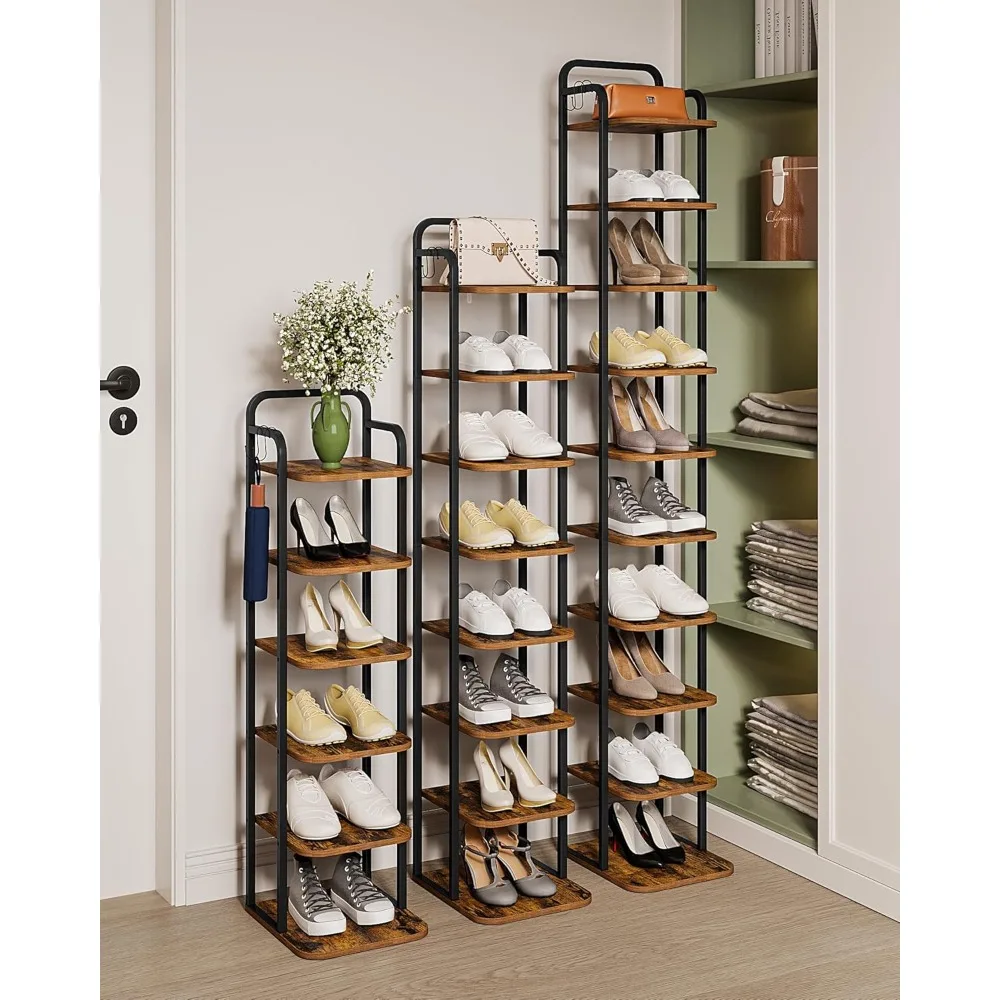 

Vertical Shoe Rack, Shoes Shelves, Wood Shoe Organizer for Closet,Entryway, Shoes Tower for Small Spaces,Free Standing, Adjustab