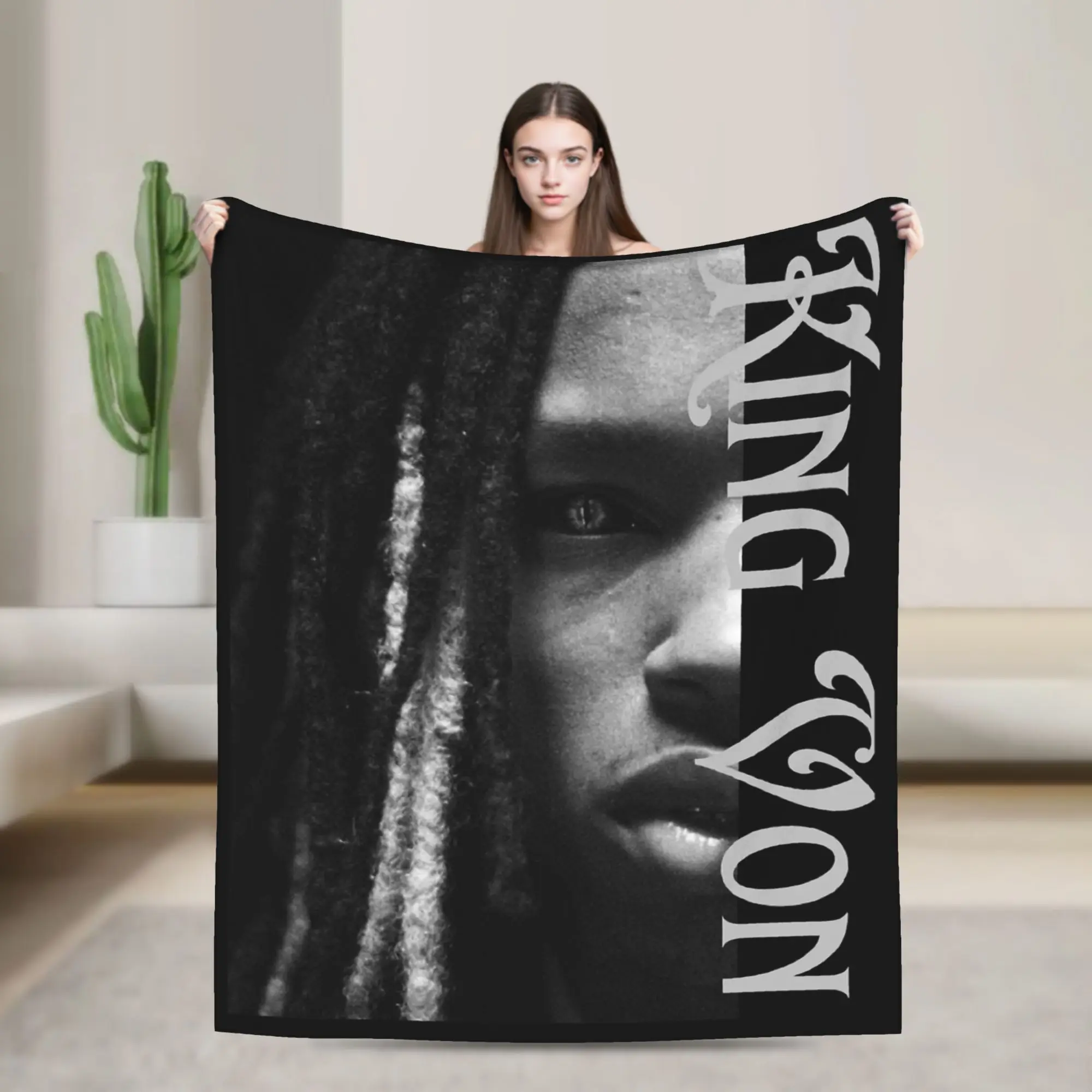 Rapper K-King Von Half Face Blankets Velvet  Winter  Portable Warm Throw Blanket for Bed Travel Bedspreads