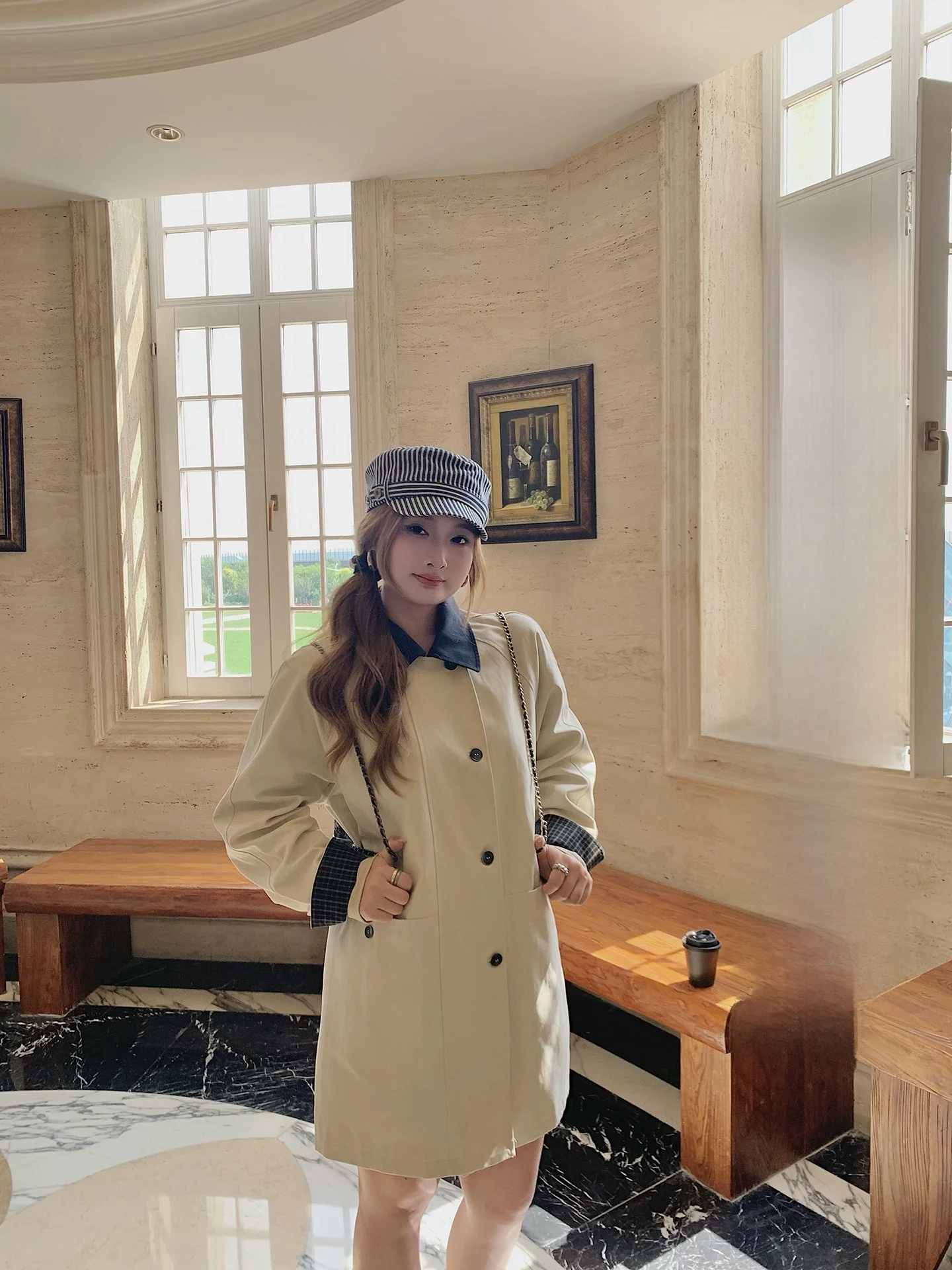 

Женское пальто Herwear Paris Wed Slimming из чистого хлопка, средней длины, больших размеров, на пуговицах, с длинными рукавами, для повседневной носки, цветное