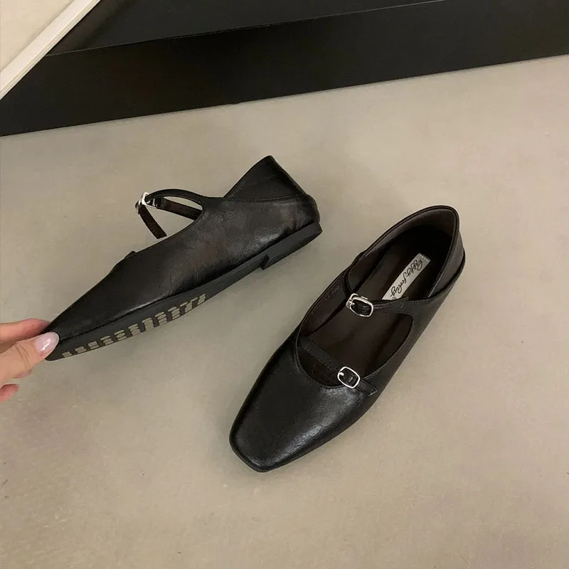 Schuhe, Lolita-Stil, flache Damenschuhe mit Schnallenriemen, Mary Janes, Damen-Flats, die die Körpergröße optisch erhöhen, weich, modisch, flache Damenschuhe. – Detail 8